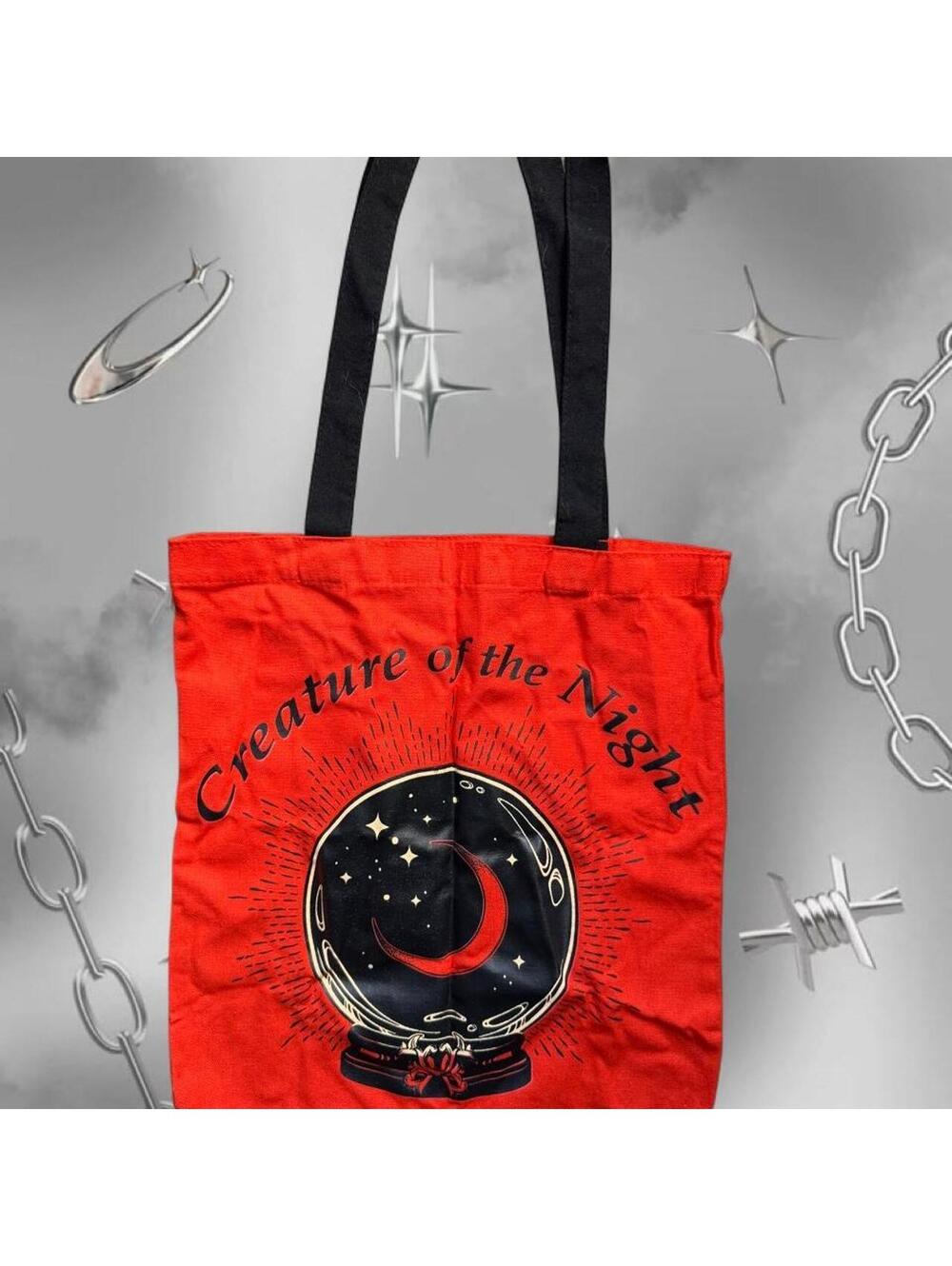 Spirit Halloween 90s Vintage Creature of the Night Crescent Moon Tote Bag